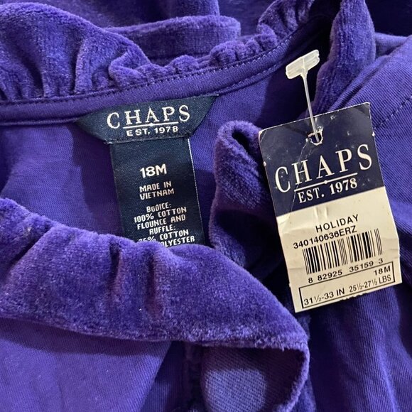 CHAPS Baby Girl Purple Holiday Velour Dress - Size 18M - NWT - Picture 3 of 3